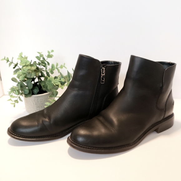 Franco Sarto Black Leather Booties, 9.5 - Picture 1 of 7